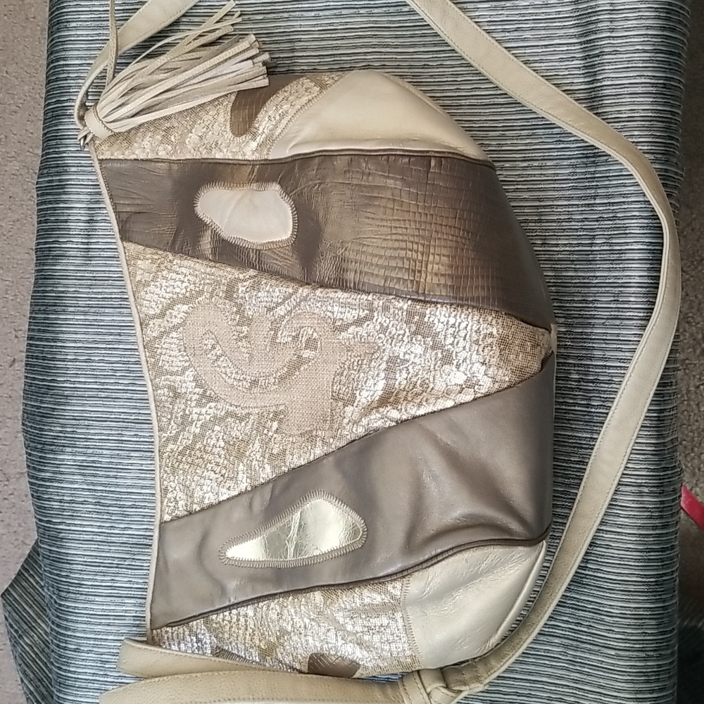 Vintage Sharif Vinyl Patent Leather Crossbody Shoulder Bag Evening Pearl…